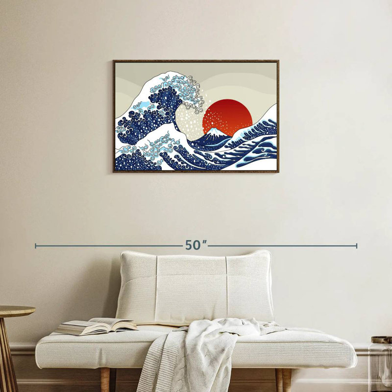 Asian Wave, 31" X 21", Floating Frame Walnut