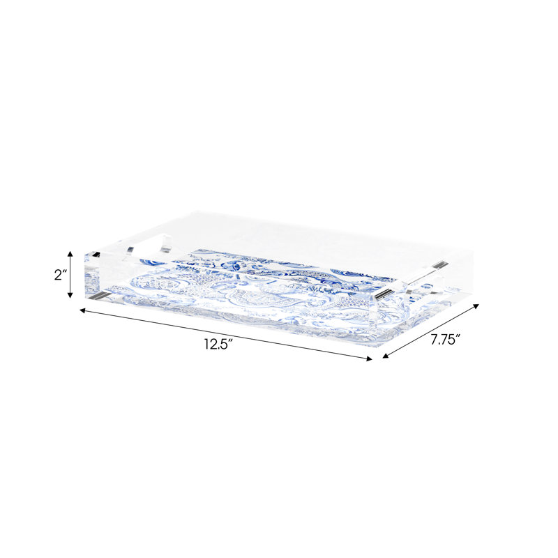 Royal Delft William Mary Blue Acrylic Rectangle Decorative Tray, 12.5"W x 7.75"D x 2"H