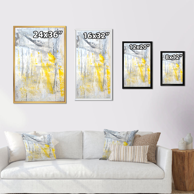 Gris et jaune, fusion abstraite, art mural moderne et contemporain sur toile, H 32 po x l 16 po x P 1 po