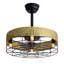 Ventilateur de plafond noir à cage de 50 cm avec éclairage, accents dorés tissés et télécommande