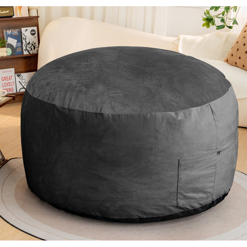 Fauteuil à billes avec accoudoirs en velours, Gris