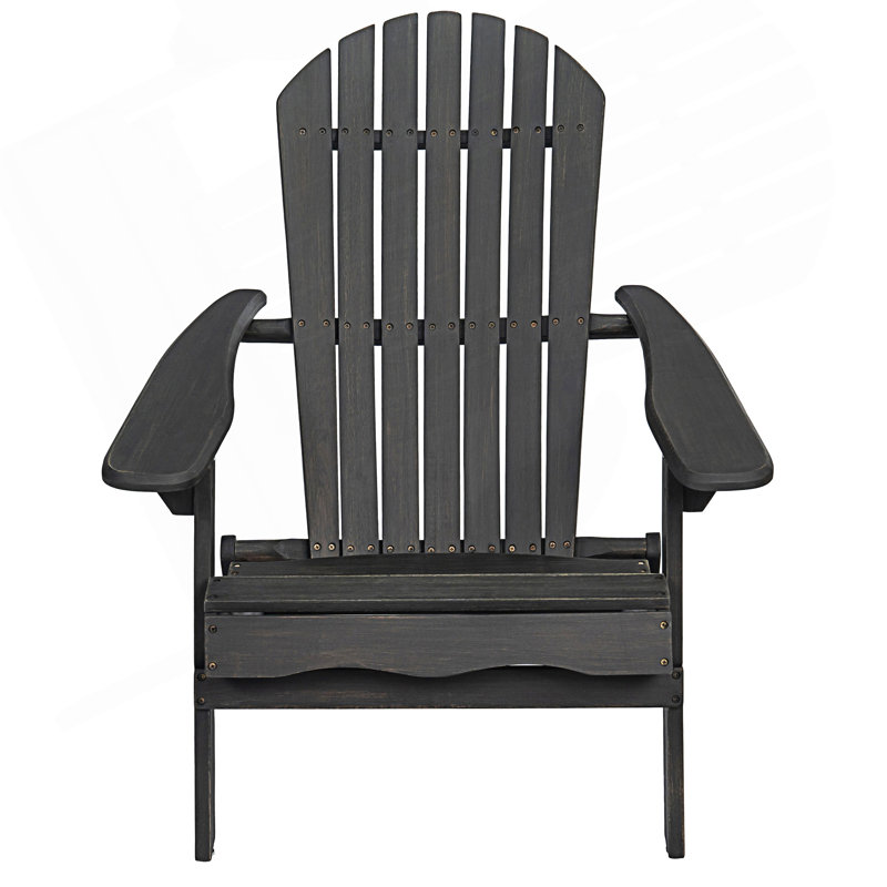 Chaise Adirondack rustique avec design pliable, Gris foncé