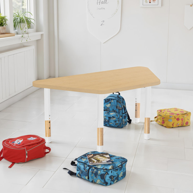 Table d'activité thermofusionnée 30 "x 60" avec pieds réglables en bois massif - grain d'érable / blanc, Maple Grain, Blanc