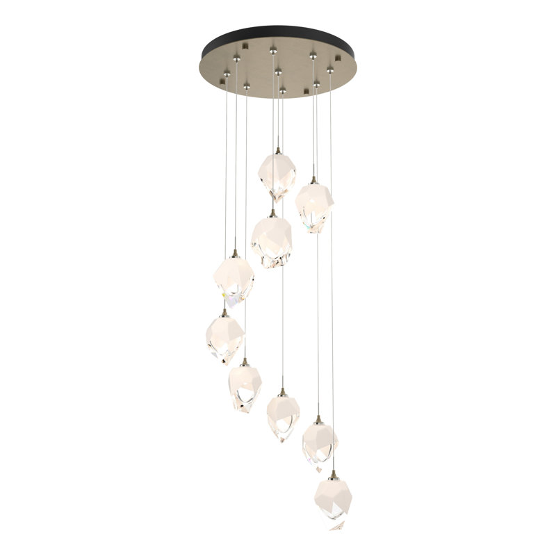 Chrysalis 9 - Light Cluster Geometric Pendant, Soft Gold, White, 12" - 80"