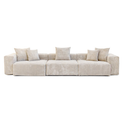 Corduroy Upholstered 3 - Seater Sofa Modular Sofa For Living Room