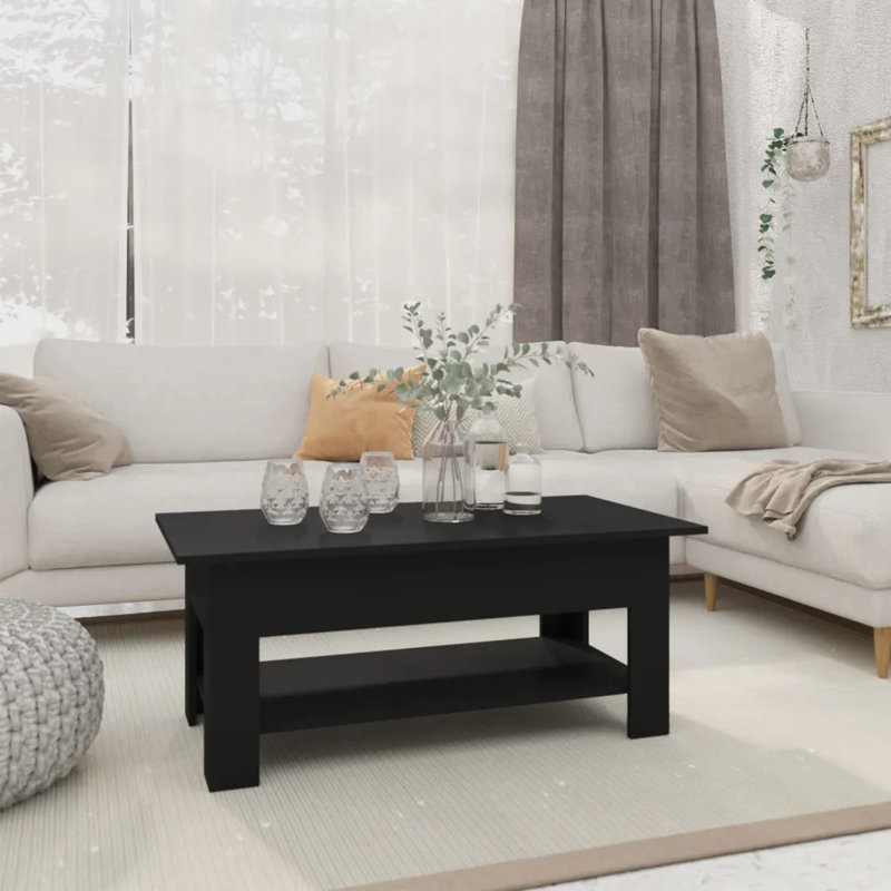 Coffee Table 102x55x42 cm Engineered Wood, Black
