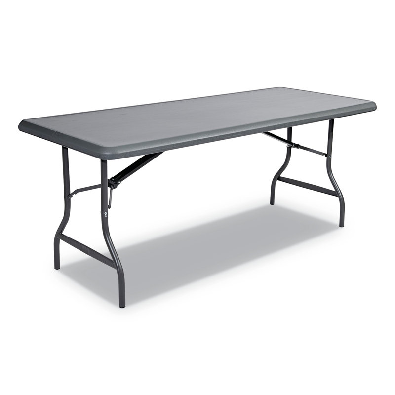 Charcoal Industrial Folding Table with Steel Frame, 72" x 30"