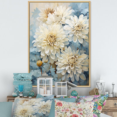 " Minimalism Blooming Mums In Blue And Whhite IV "