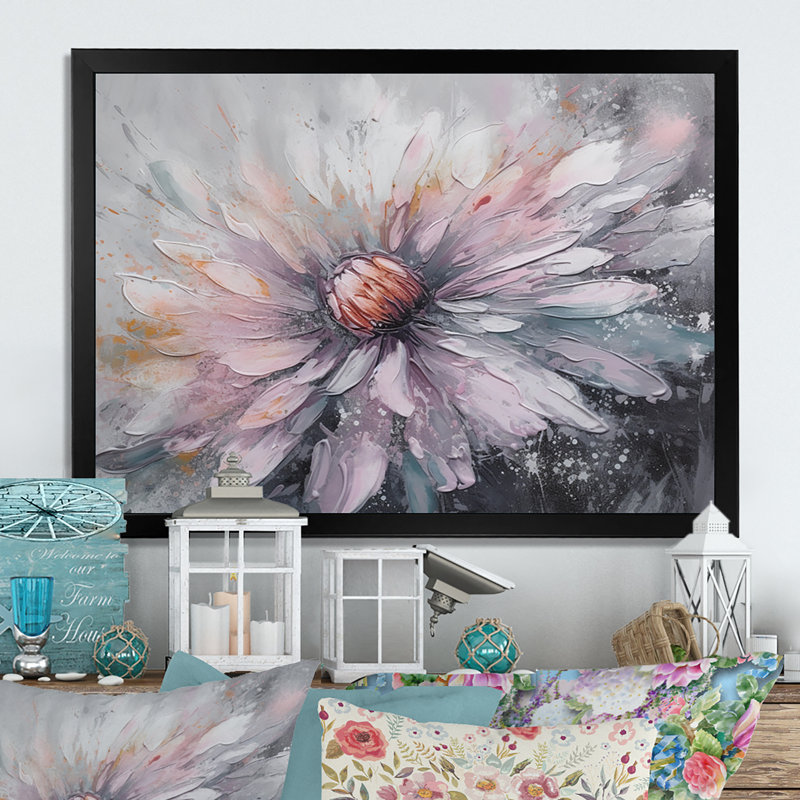 Art floral sur toile Lotus, impression de fleur rose, H 16 po x l 32 po x P 1 po, Cadre photo noir