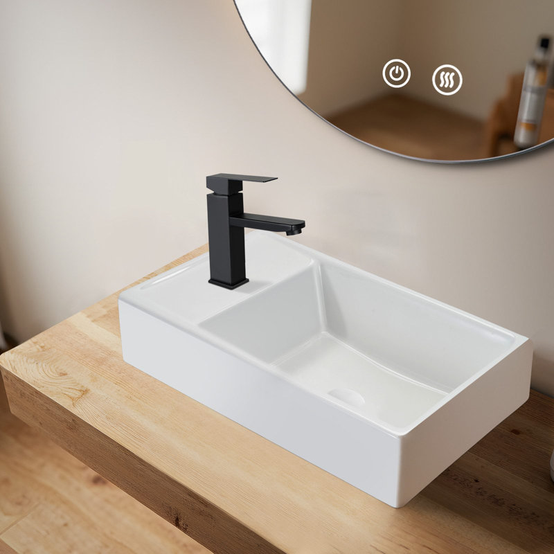 Belfry Bathroom 40mm L x 22mm W White Ceramic Rectangular Sink with Overflow