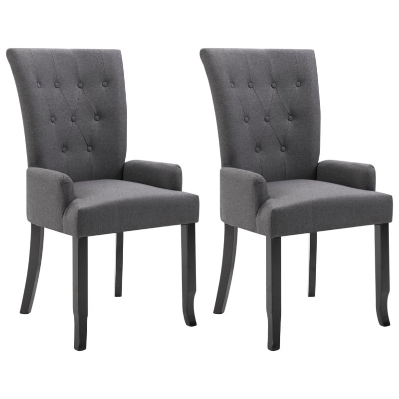 Chaise de salle à manger d'appoint avec accoudoirs pour la maison, Gris foncé