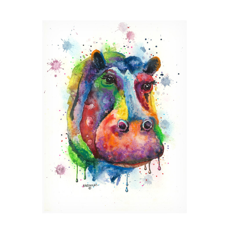 Art sur toile de Dave Bartholet Hippo, H 14 po x l 19 po