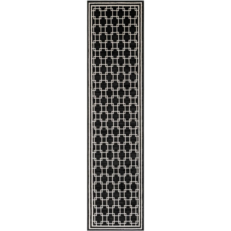 Tapis de couloir contemporain Ogorman de couleur noire, Tapis de couloir 2 pi x 8 pi