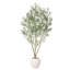 Olive artificielle 8 pi avec jardinière blanche et fausse mousse, grand olivier faux avec des feuilles réalistes et un tronc réaliste