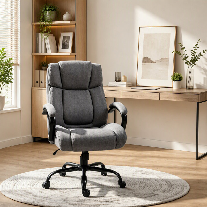 Fauteuil de direction moderne, robuste et pivotant, pour bureau.