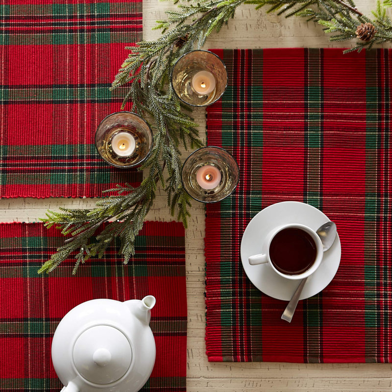Holiday Plaid Cotton Placemats Set of 6