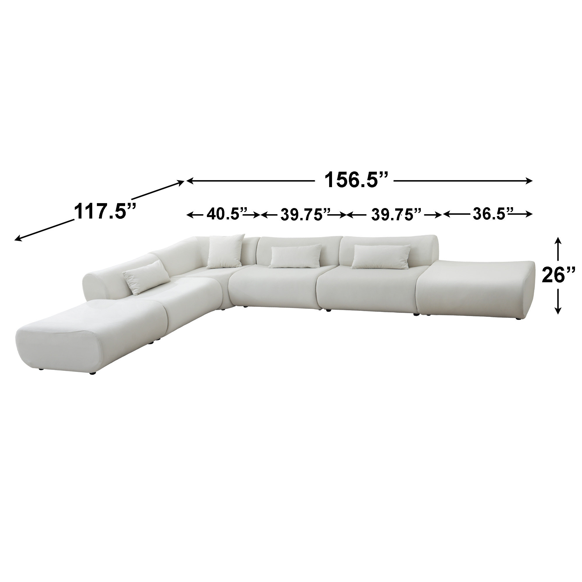 Vivienne Collection Luxury L-shape Sectional Sofa