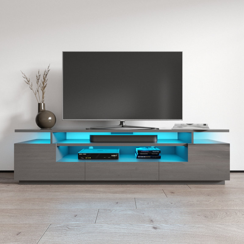 Meuble télé gris Eva, Gris foncé