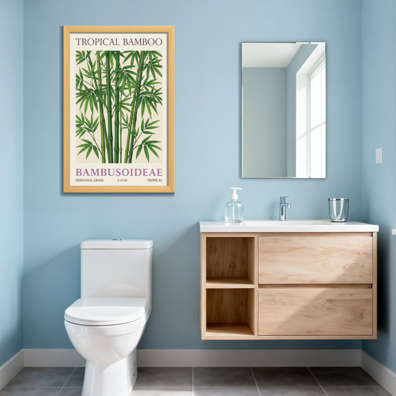 Plantes et fleurs, motif de feuilles vertes de bambou tropical, H 36 po x l 24 po, Toile tendue, Ne s’applique pas