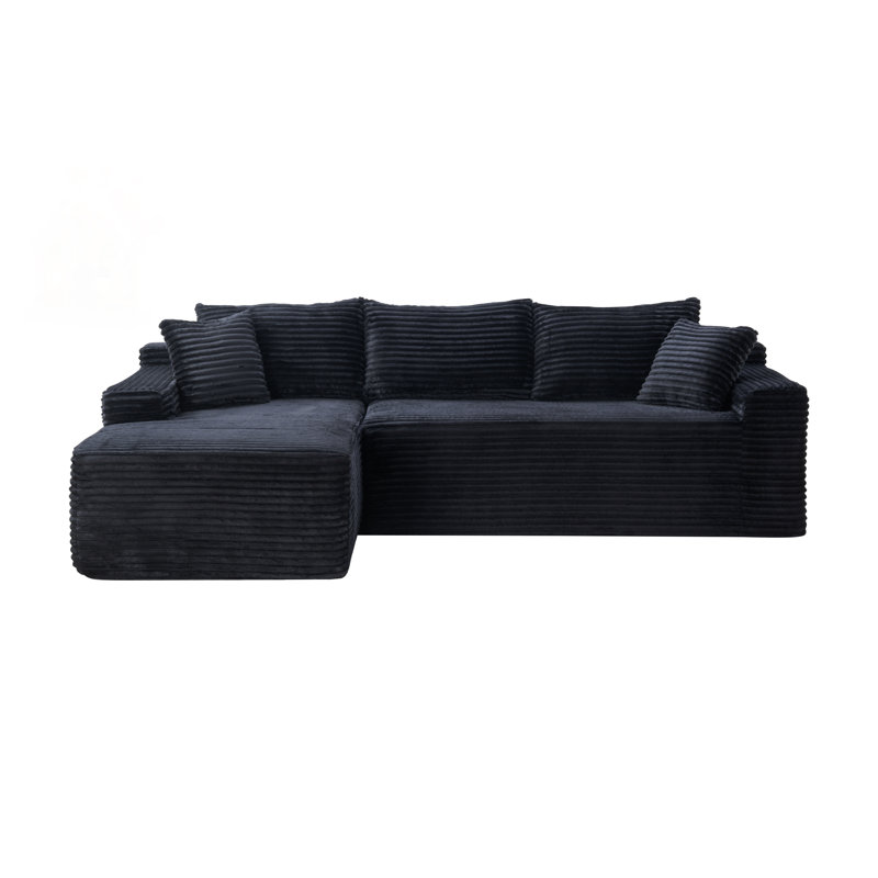 Canapé modulaire 94,5 pouces Cloud, H 28 po x l 89,8 po x P 75,2 po, Face à la gauche, Noir