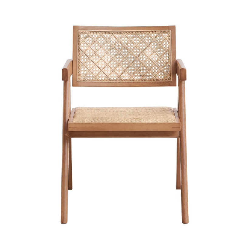 Ensemble de 2 fauteuils de cuisine décontractés en rotin de style Mid-Century