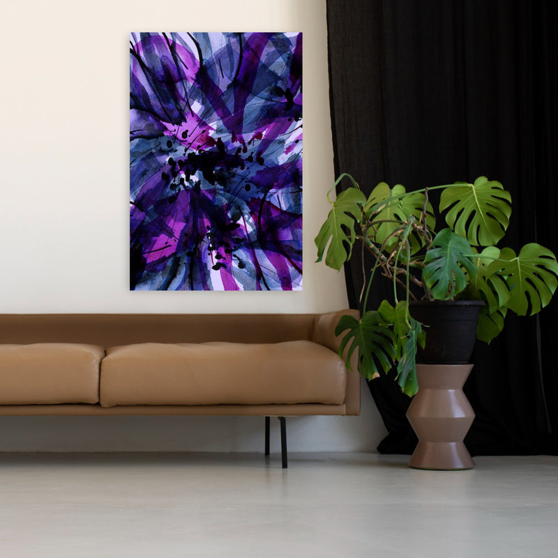 Art contemporain abstrait violet, H 48 po x l 32 po