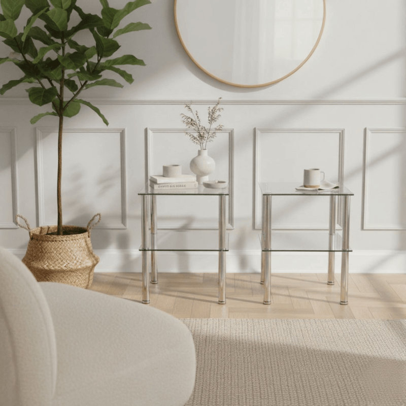 Ernestene Glass Top End Table