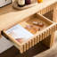 Table d'entrée 60,73 "moderne avec tiroir, console incurvée à rayures verticales uniques pour le couloir, entrée - naturel, salon spacieux, tiroir et design de vestibule, finition