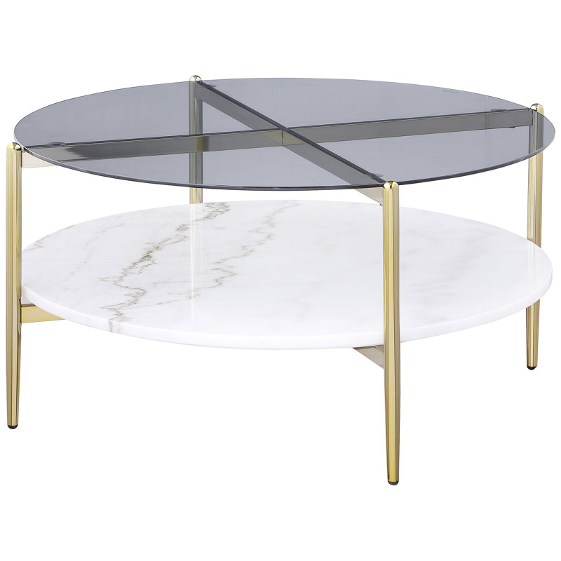 Table basse ronde en marbre avec tablette