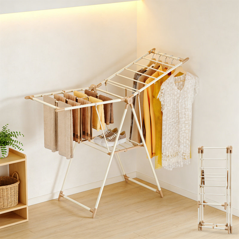 Metal Foldable Freestanding Drying Rack, Beige