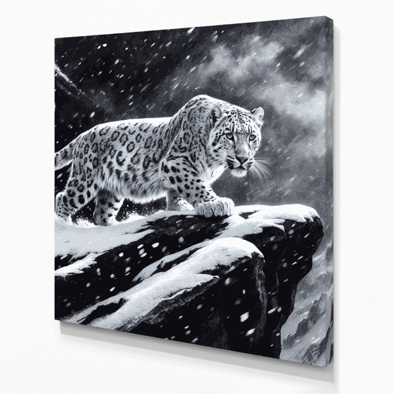 Faune, neige, léopard gris, art mural sur toile