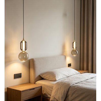 Ensemble de 2 luminaires suspendus modernes en verre, luminaires suspendus à DEL à intensité variable, luminaires suspendus réglables pour îlot de cuisine, salle à manger, chambre à coucher, bar et plafond