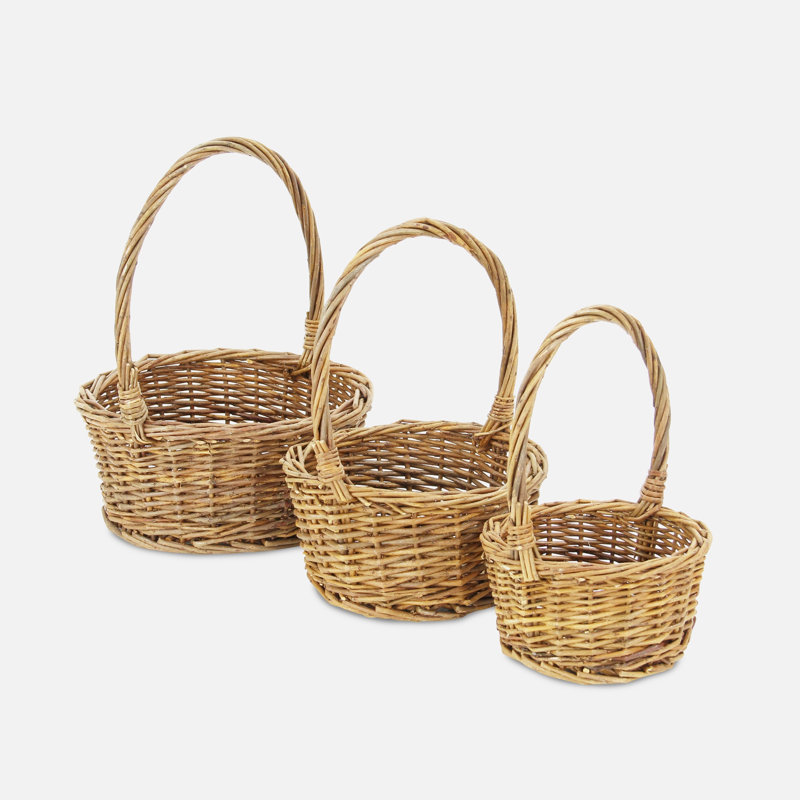 Ensemble de paniers 3 pièces en osier, Brun moyen