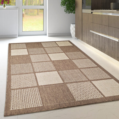 Non Slip Rug Flat Weave Check Kitchen Living Room Carpet