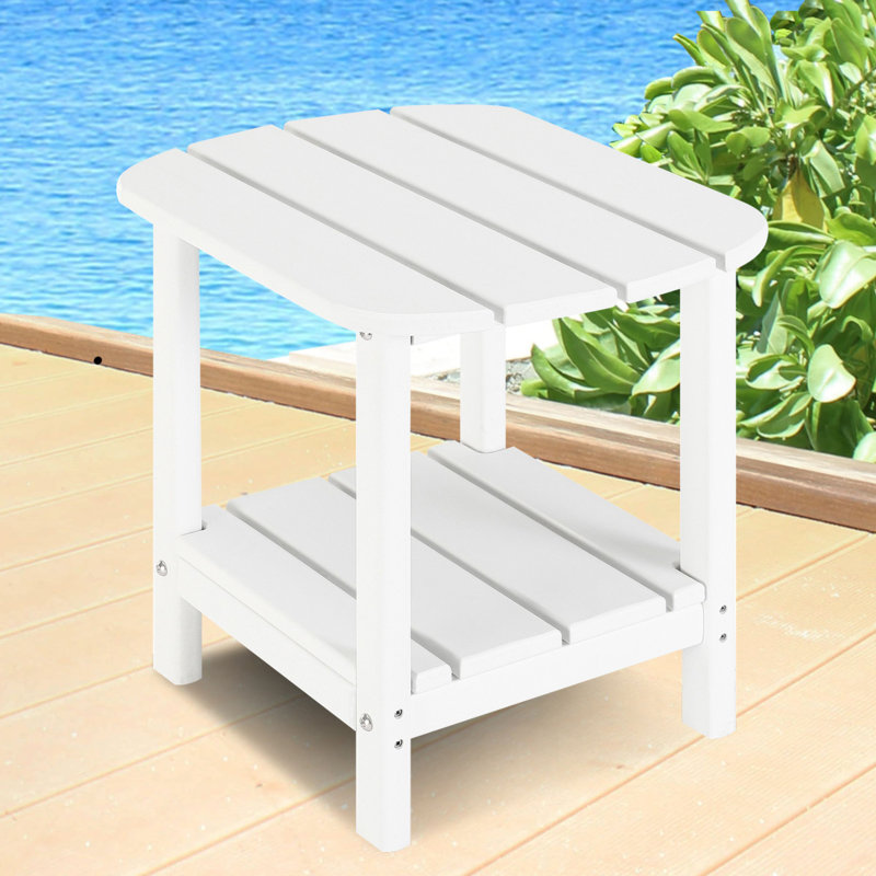 HDPE Outdoor Side Table, 2-tier Adirondack Side Table, All Weather Resistance, White
