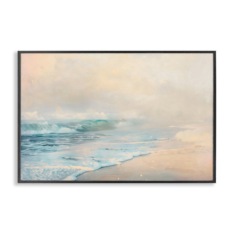 Giclée encadrée Pale Beach Fading Neutrals, conception par Creative Studio, H 12 po x l 18 po, Giclée encadrée noir minuit
