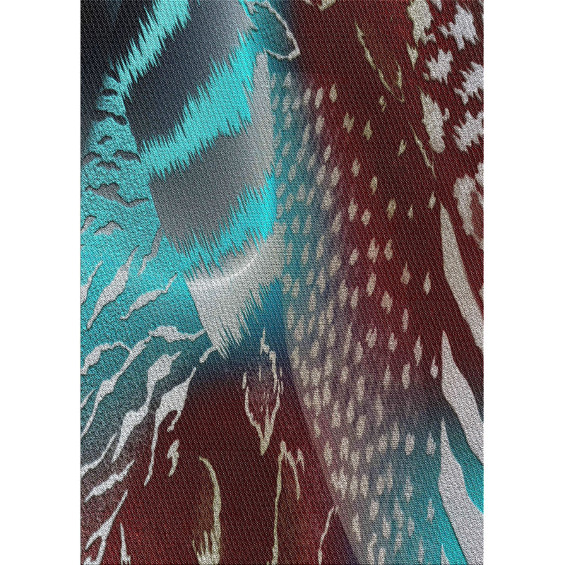 Bleu abstrait/Tapis décoratif marron, Rectangle 5 pi x 7 pi