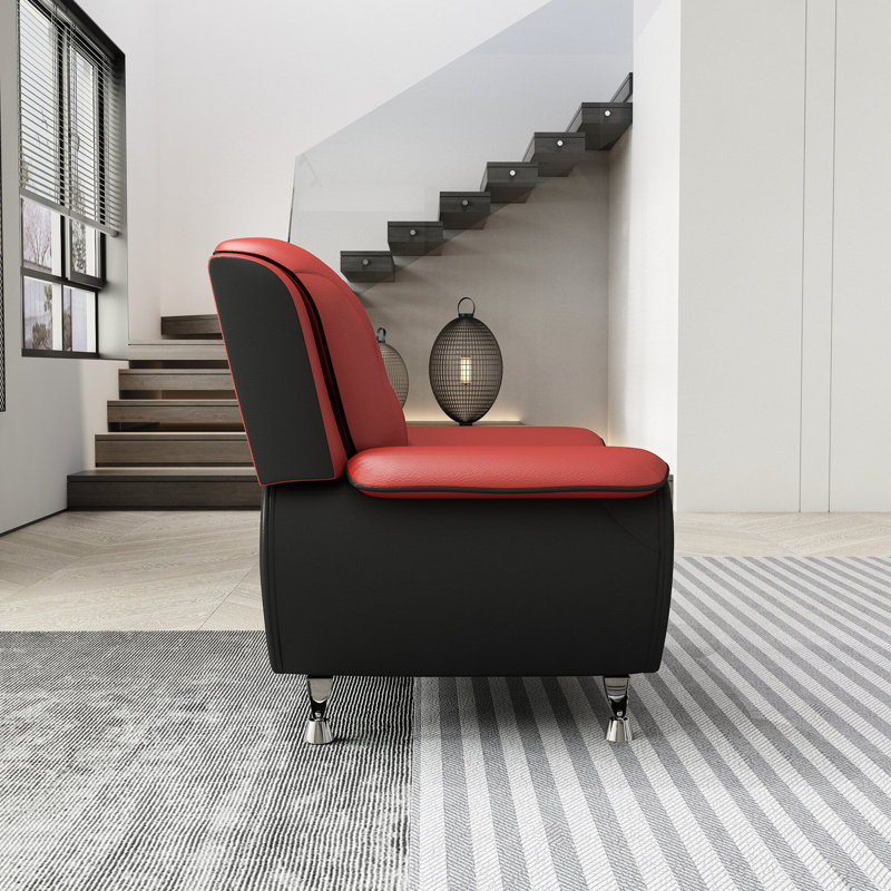 Daeshaun Faux Leather Club Chair, Red Faux Leather