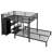 Queen Over Queen Size Bunk Bed Frame With Built-In Wardrobe, Metal Bunk Bed With Desk And Storage Chairs
