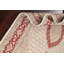 Tapis beige / ivoire / rouge en laine noué à la main de conception unique 6 pi 1 po x 9 pi 8 po