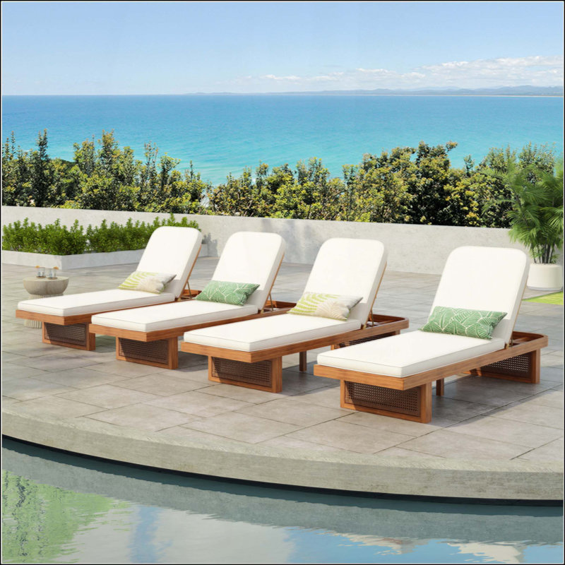 Outdoor Lounge Chair - Acacia Wood & PE Rattan Design With Cushion, MP4, 4