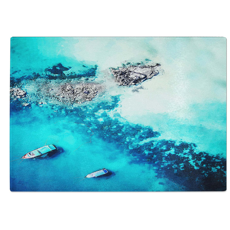 Glass High Above Boats in Thailand in Abstract Chopping Board, 39 cm W x 28.5 cm L