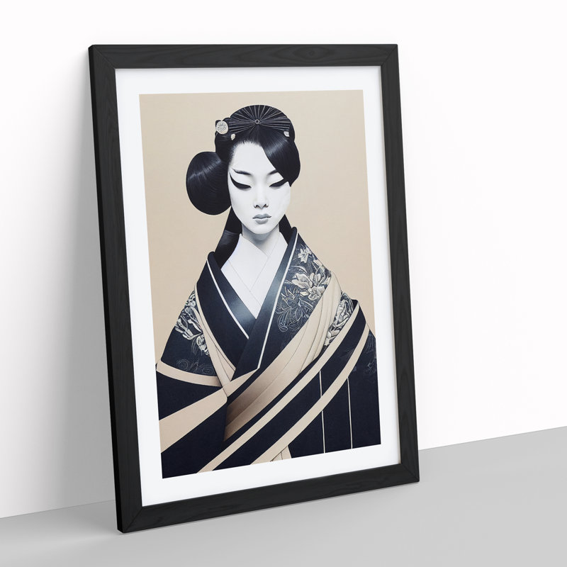 Modern Geisha No.2 - Framed Print, Black, 64cm H x 46cm W x 2cm D