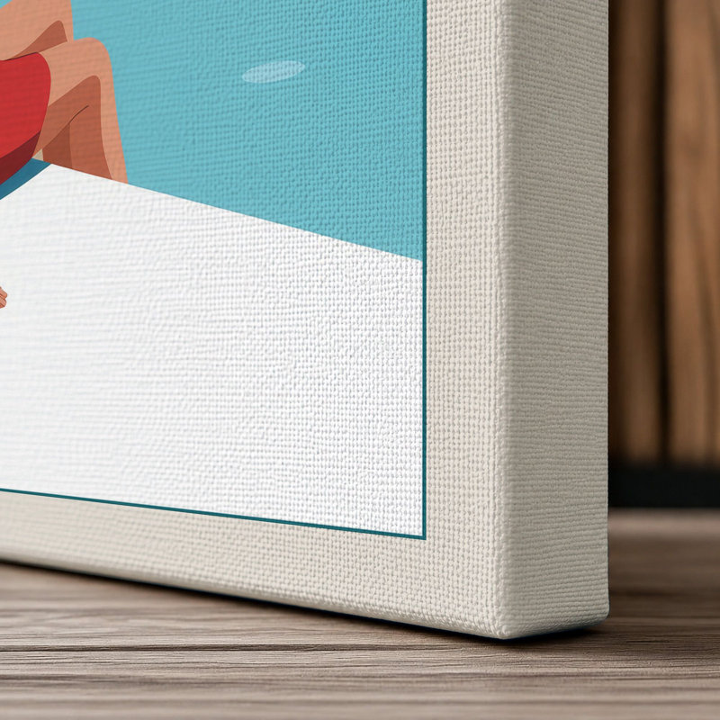 Poolside Summer Modern - Wrapped Canvas, 36x24 - 91.4 x 61.0 cm, Cream Border