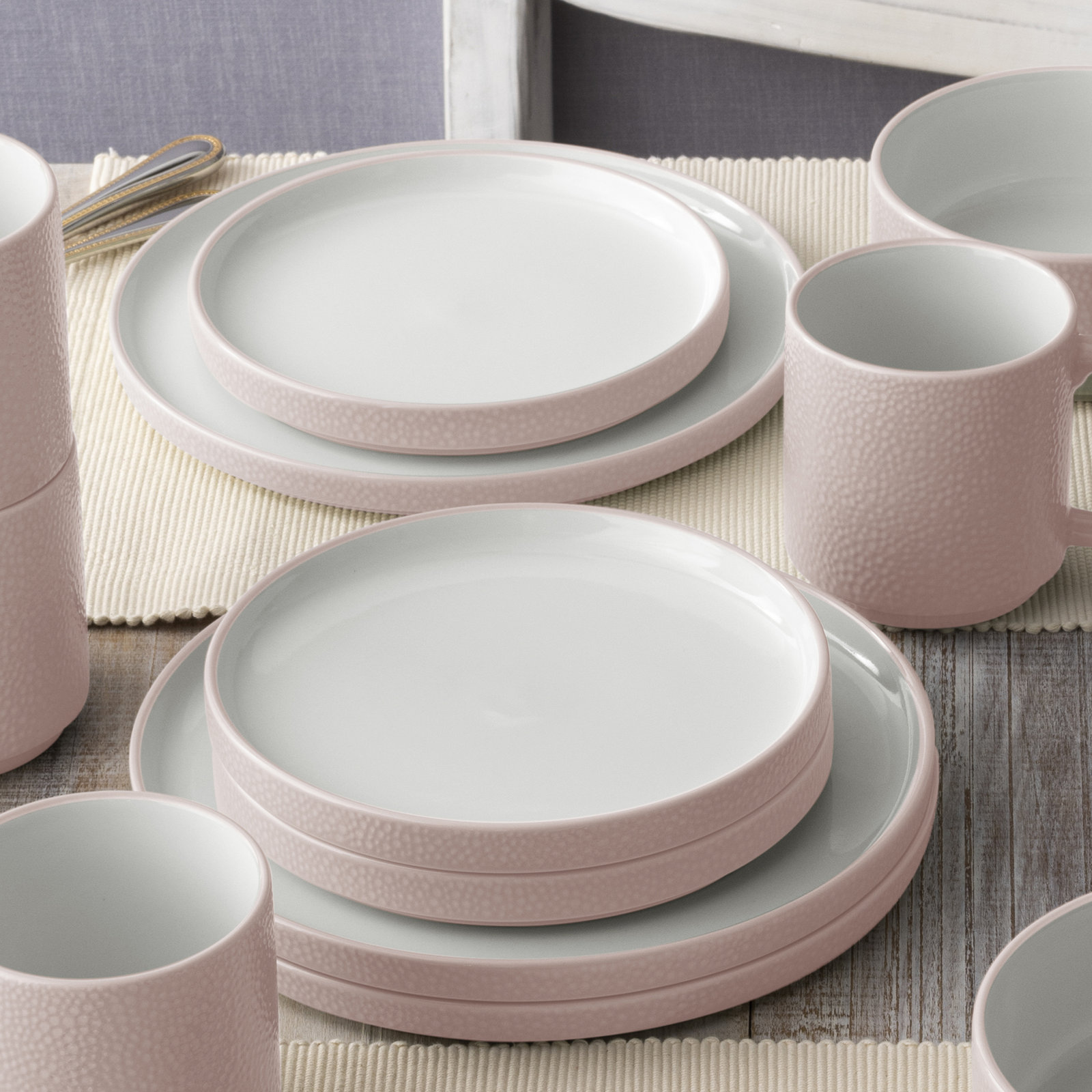 Colortex Stone 10" Porcelain Dinner Plate, Blush