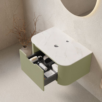 Armoire murale rayée courbée 30 po sans lavabo Dina de Dina, vert clair