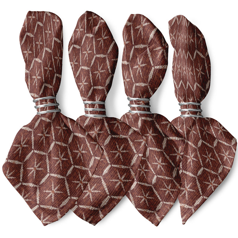 Cissy Polyester Geometric Square Napkin, Brown