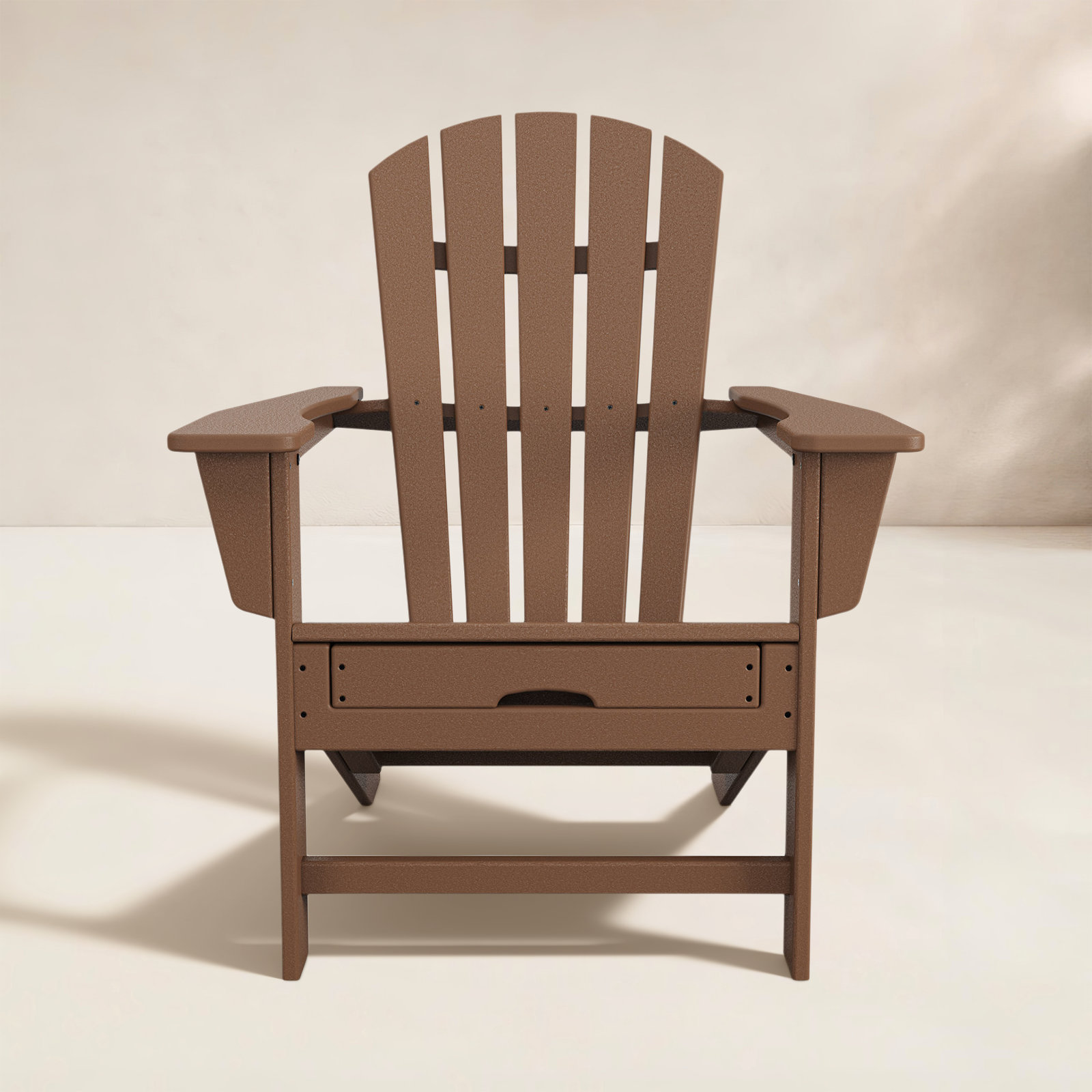 POLYWOOD Adirondack Chair with Hideaway Ottoman, Teak