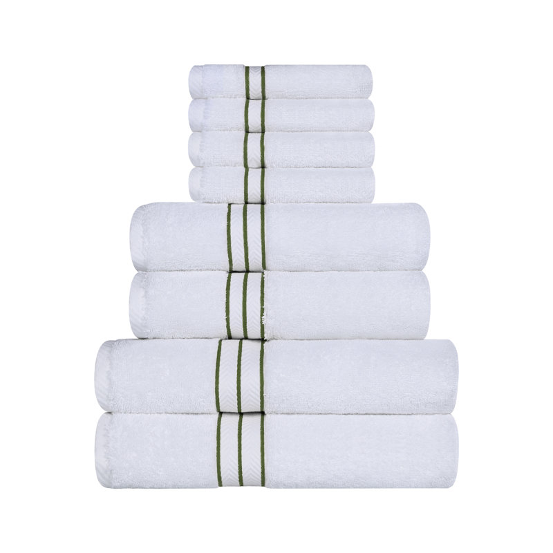 Hotel Turkish Cotton 8-Piece Towel Set, Ultra-Plush & Luxury Weight, Forest Green