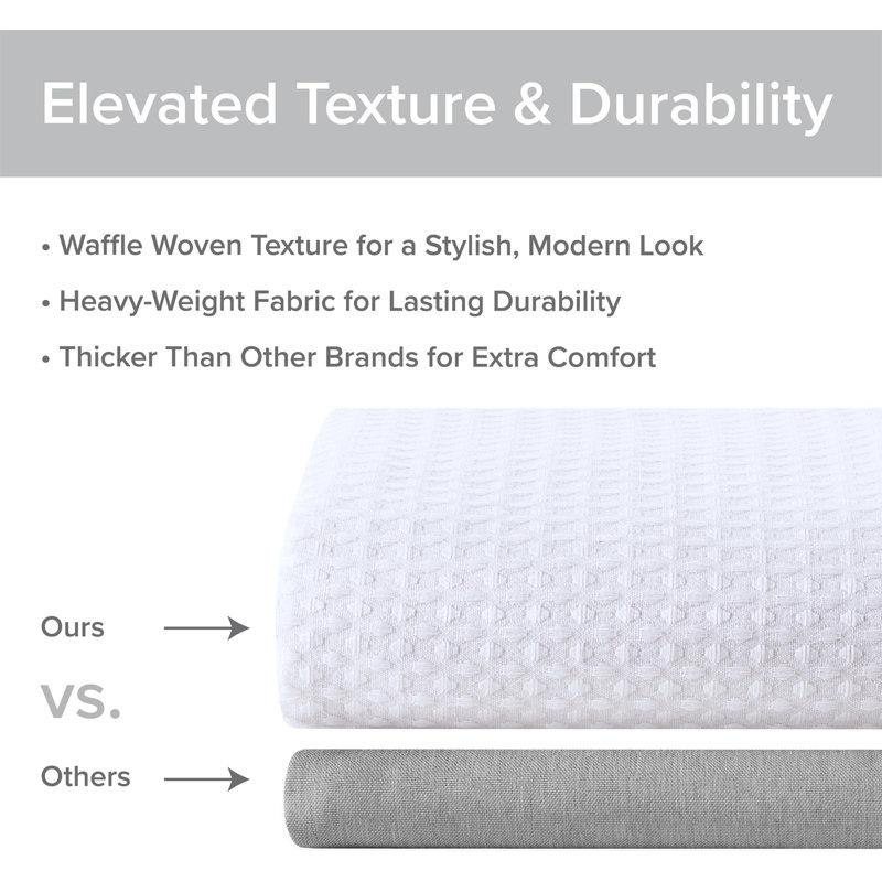 Arbor Waffle Shower Curtain, 72" W x 72" L, White